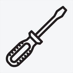 Line art Carpenter tools Screwdriver vector design