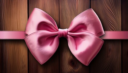 Pink Bow On A Wooden Background Wall Art Poster