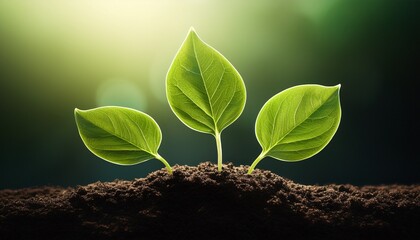 Plant With Three Leaves Symbolizing Growth Nature Freshness