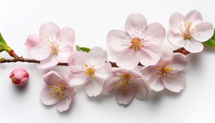 Cherry Blossoms On A White Background