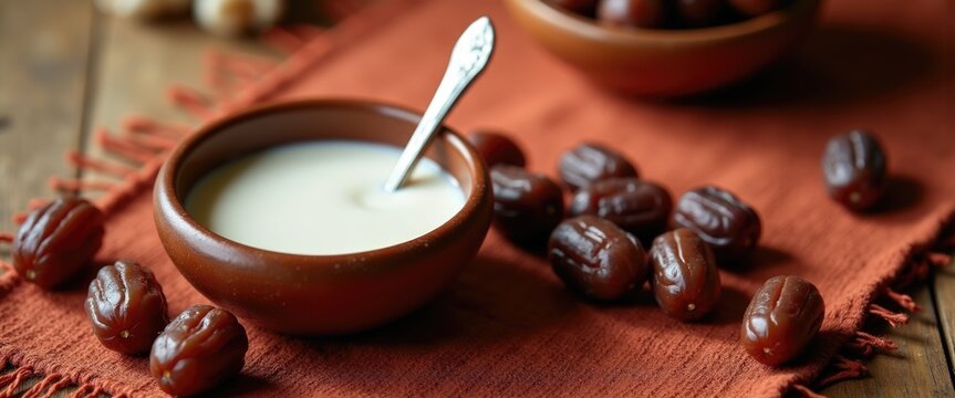 Algerian ritual bowl with dates and milk symbolizes sweetness, peace, and nourishment for New Year harmony.