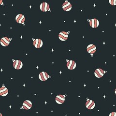Christmas seamless pattern Baubles, festive background, perfect for wrapping paper, fabric, surface design, blue background	