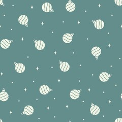 Christmas seamless pattern Baubles, festive background, perfect for wrapping paper, fabric, surface design, blue background