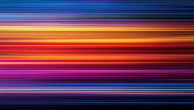 Abstract Illustration In Glitch Art Style Featuring Horizontal Colorful Streaks The Image Combines Energetic Lines Blurred Gradients And Vibrant Color Contrasts