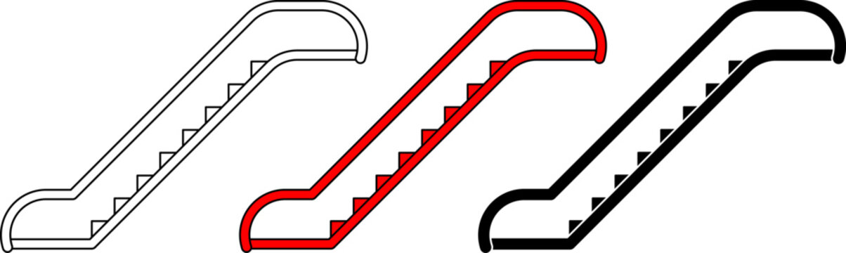 side view Escalator icon set