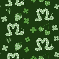 Kids seamless caterpillar cute pattern for fabrics and textiles and packaging and linens and wrapping paper
