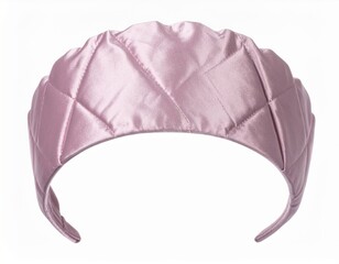 Fototapeta premium Pink Satin Headband with Diamond Pattern on a White Background