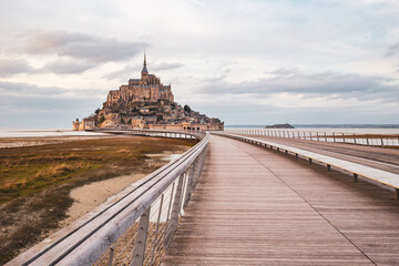 Le Mont-saint-michel viewed from his bridge in Normandy - France