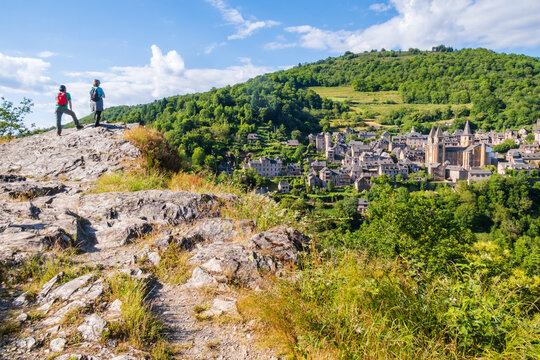 View from the heights of the village of Conques - France