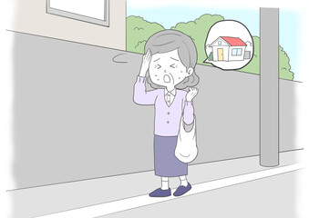 道に迷ったシニア女性2　家　背景