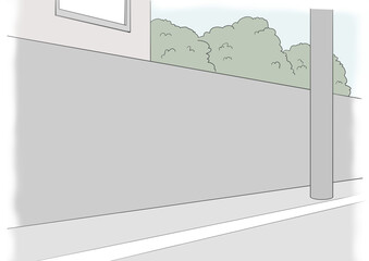 道　住宅街　道路　イラスト　背景素材