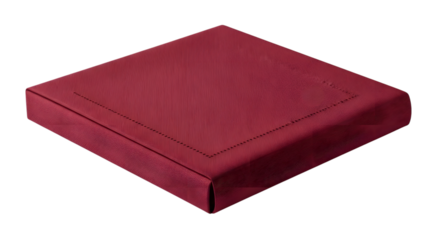 Square maroon cushion isolated on transparent background for comfortable seating