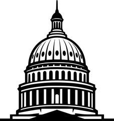 Obraz premium Illustration of a capitol building dome in black ink silhouette 