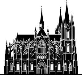 Detailed illustration of a gothic style cathedral silhouette

