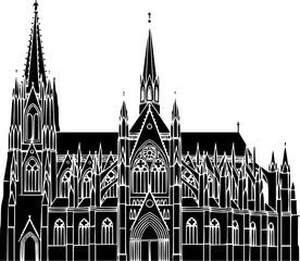 Fototapeta premium Detailed illustration of a gothic style cathedral silhouette 