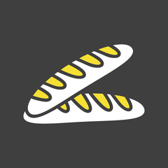 Two Fresh French Baguette Loaves Glyph Icon
