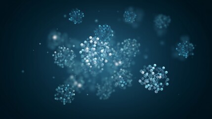 A Detailed Exploration of Microscopic Particles and Their Interactions in a Molecular Structure with Bokeh Effect