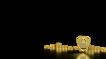 The Coins and Shield for Business or security concept 3d Rendering.