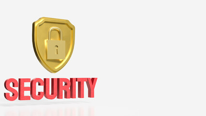 The Gold Shield for Business or security concept 3d Rendering.