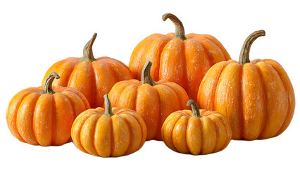 Obraz premium A group of various sized pumpkins arranged together against a black background in a studio setting