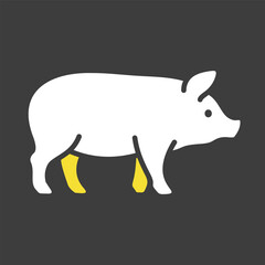 Standing Domestic Pig Black Glyph Icon