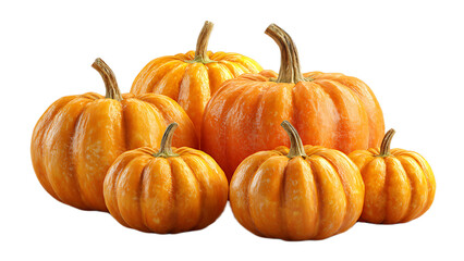 Fototapeta premium A group of pumpkins of varying sizes arranged together on a black background in a studio setting
