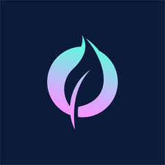 Obraz premium Modern Gradient Leaf Flame Logo Symbol