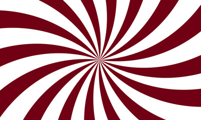 Red and White Spiral Burst Pattern with Curved Segments on White Background