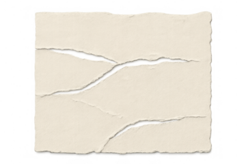 Torn beige paper background with ragged edges creating a texture effect on a transparent backdrop
