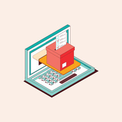 Online Voting Concept Illustration Digital Ballot Box and Laptop for Secure Elections