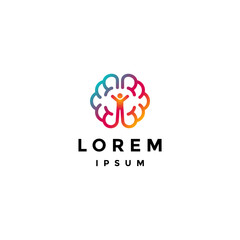 People Raising Up Inside Brain Logo Design. Healthy Mind Lives Strong Soul Logo Design.