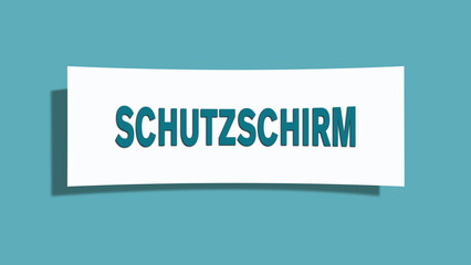 Schutzschirm (protective shield) - A card isolated on light green background.