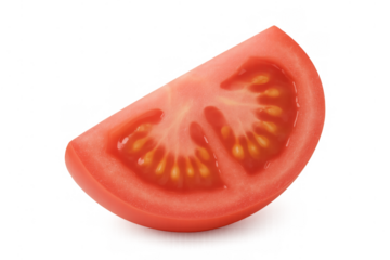Fresh red tomato slice isolated on a transparent background for healthy eating and culinary uses