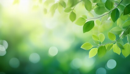 Soft Green Blur Of Nature With Light Ethereal Bokeh Effect Leafy Branches In The Upper Left Creating A Calming Background Atmosphere