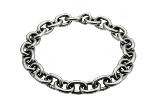 Silver chain bracelet isolated on transparent background