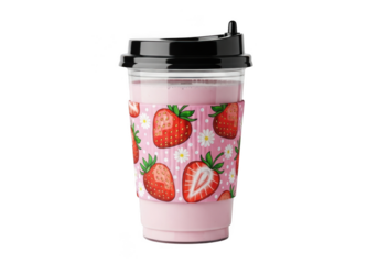Strawberry drink isolated on transparent background