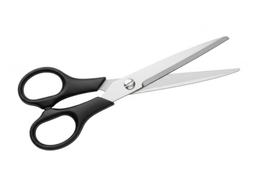 Sharp metal scissors isolated on transparent background