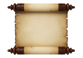 Ancient scroll isolated on transparent background