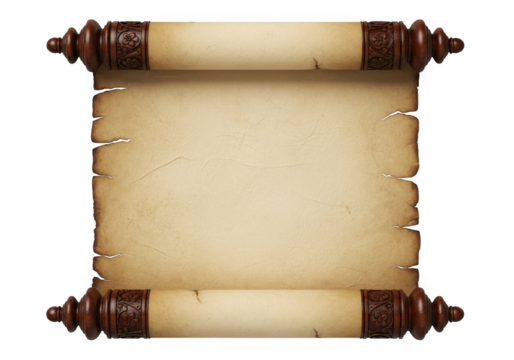 Ancient scroll isolated on transparent background