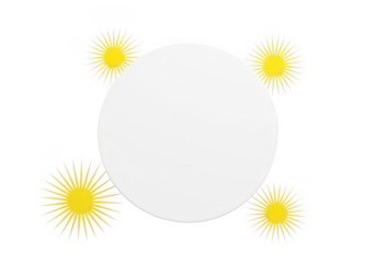 White circle with sunbursts isolated on transparent background
