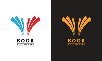 Dynamic open book logo with three spreading pages, symbolizing rapid learning, knowledge flow, education, open literature, digital library, and forward-thinking academic progress.