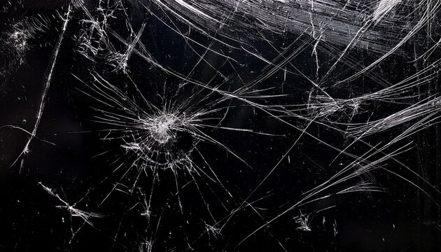 White Scratches And Dust On Black Background Old Dirty Glass