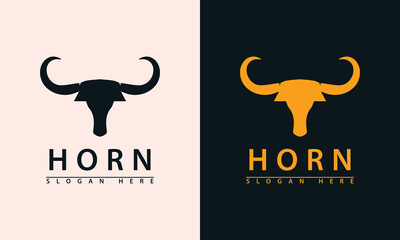 Strong bull head silhouette logo. Modern, bold design for power, masculinity, ranching, or Texas themes. Dual color options.