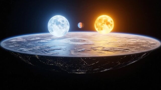 Conceptual 3D animation of the Flat Earth theory