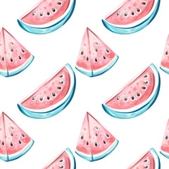 Seamless pattern background wallpaper with summer watermelon slices perfect for beach vibes festive occasions and cheerful arrangements