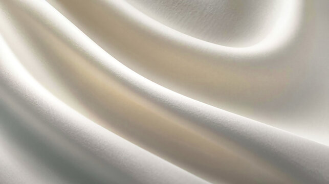 Elegante Stofffalten in Wei&szlig; &ndash; Minimal Texture, Soft Draped Fabric &ndash; Luxury Textile Background, Helle Wellen &ndash; Seidige Oberfl&auml;che im Close-up