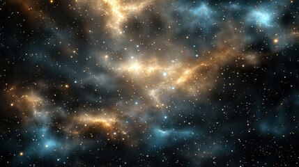 Obraz premium Golden nebula blue nebula starfield cosmic cloud galaxy glow