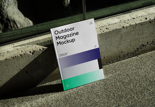 Leans Against The Concrete Magazine Mockup