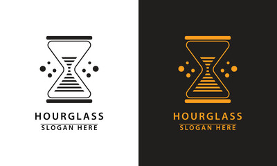 Abstract hourglass logo with horizontal lines representing sand flow. Symbolizes time, speed, deadline, and digital technology.