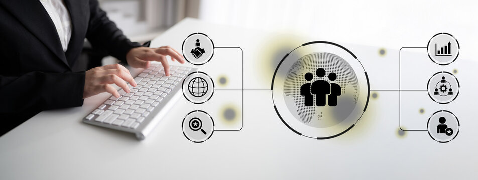 Business teamwork connected around a globe representing cooperation, leadership, and organizational strategy Parse